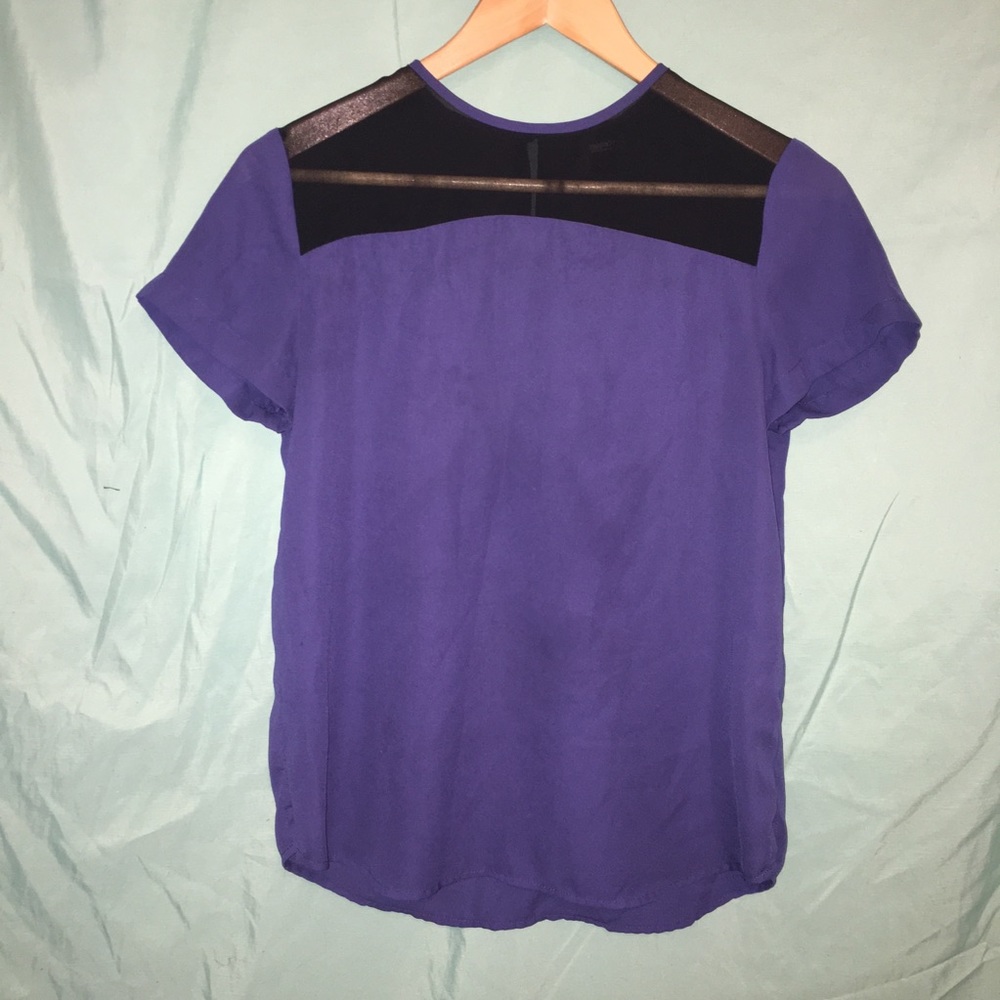 Drank blue blouse with black sheer